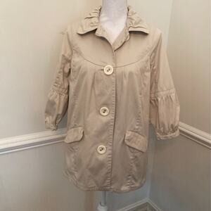 Anthropologie TRF Collection Trench Jacket Womens Small Beige‎ Balloon Feminine